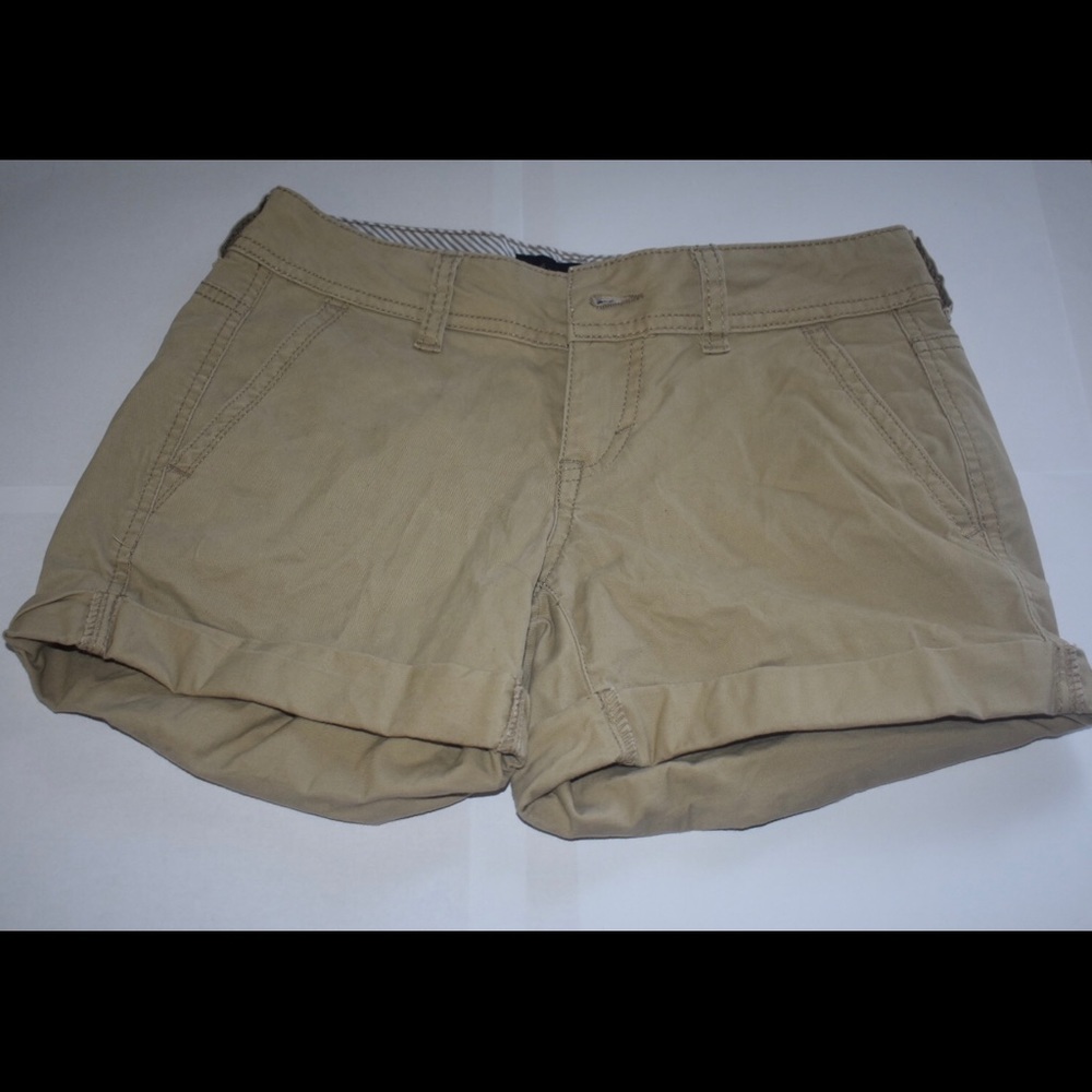 Khaki “Midi Twill Short” Shorts